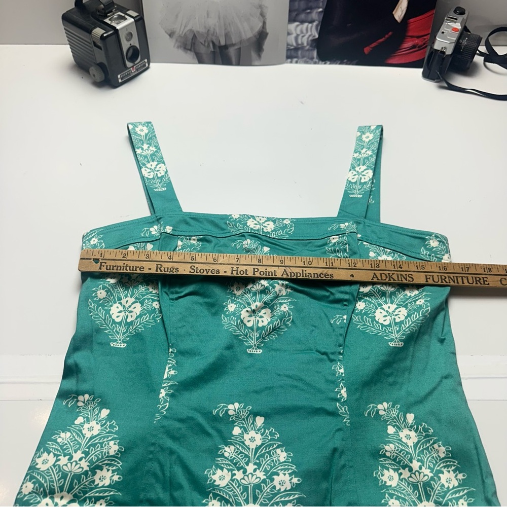 Classic 2000s Jones New York Cotton SundressTeal Floral CottagecoreSummer Garden - Picture 8 of 13